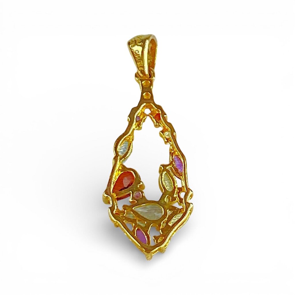Gemstone Pendant w/ 18K Gold-plated Sterling Silver Setting - Acosta's Home