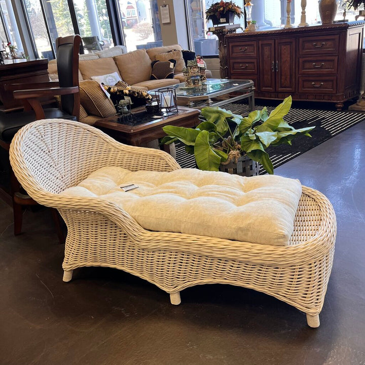 Vintage Wicker Chaise w/ Cushion