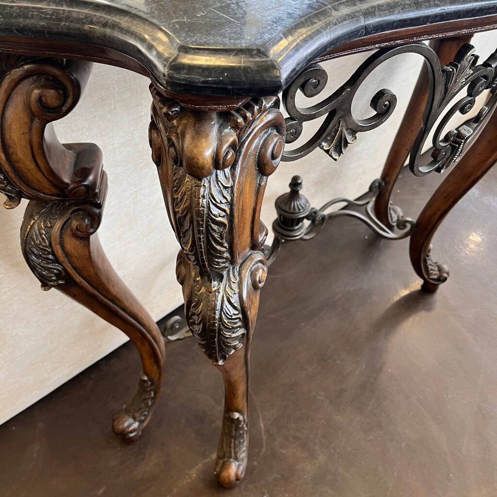 Orig Price $1100 - Ornate Sofa Table w/ Marble Top
