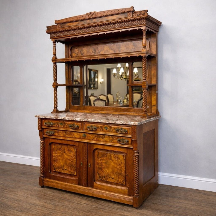Orig. Price $3000 - 19th Century Eastlake-Style Marble Top Sideboard
