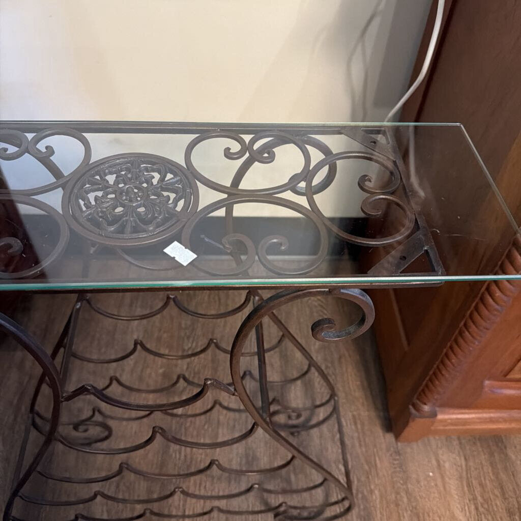 15 Bottle Wine Rack with Glass Top