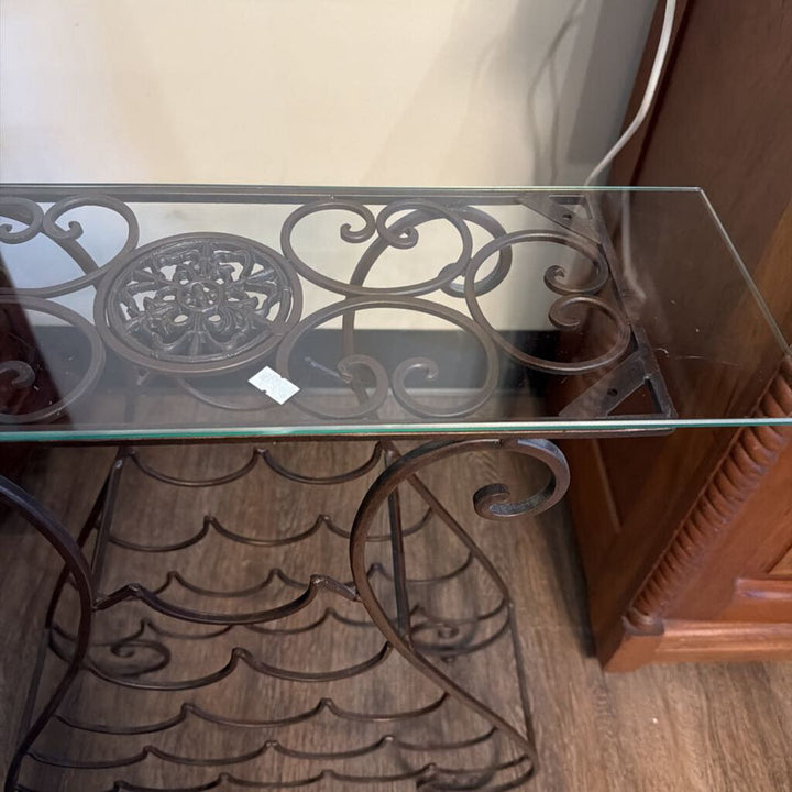 15 Bottle Wine Rack with Glass Top