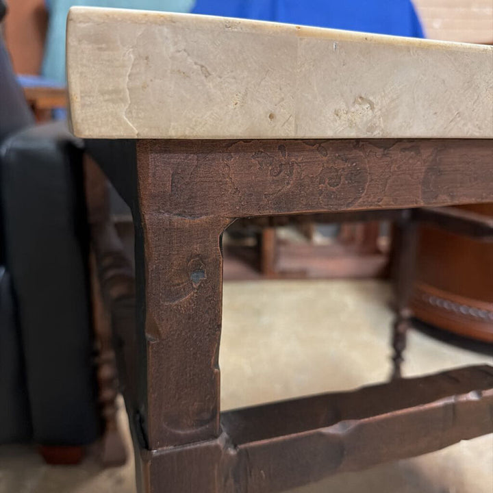 Wrought Iron and Stone End Table