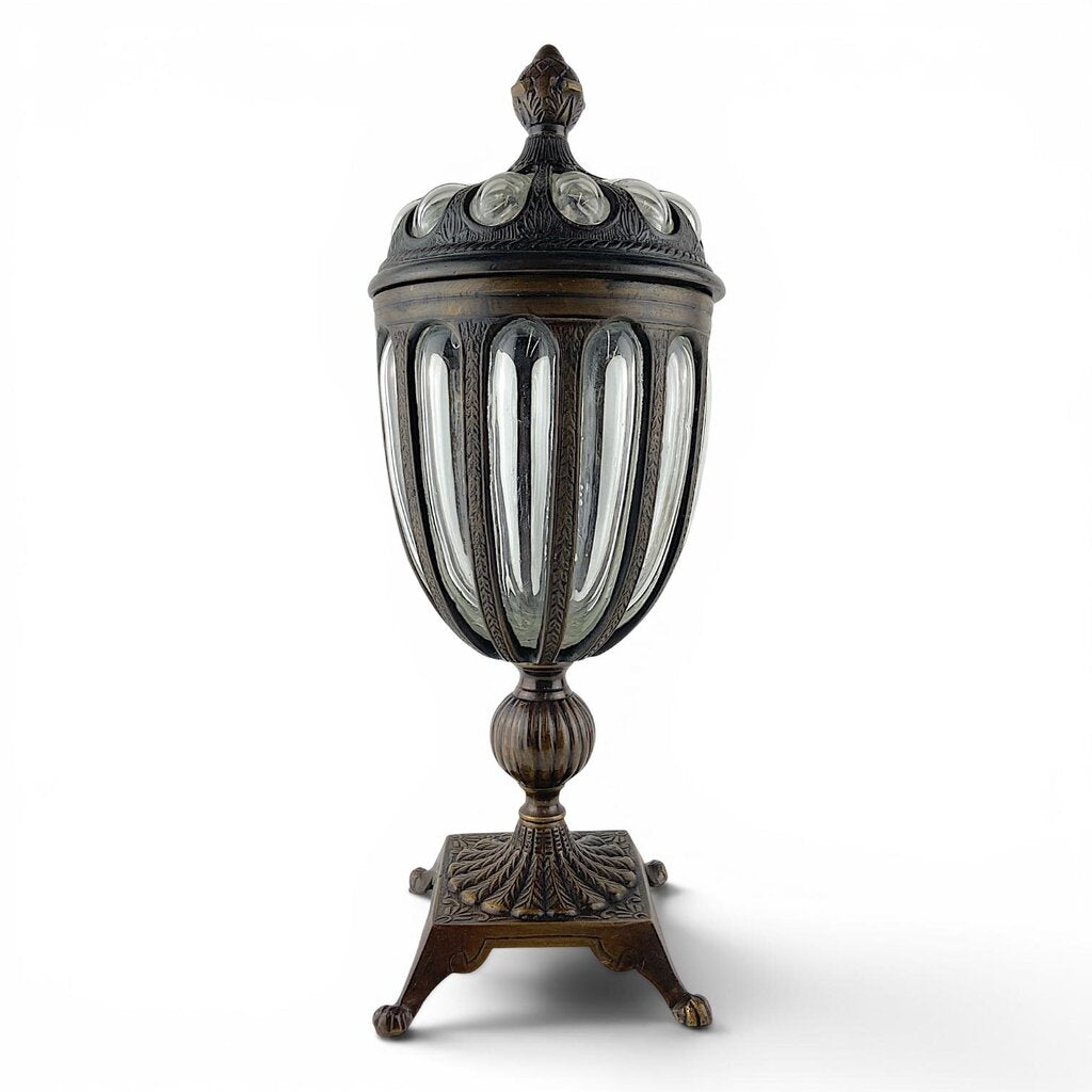 Brass / Glass Lidded Pedestal Urn
