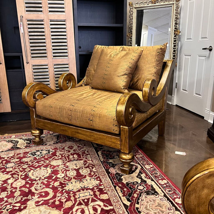 Orig Price $2500 - Metallic Chair & 1/2 w/ Accent Pillow