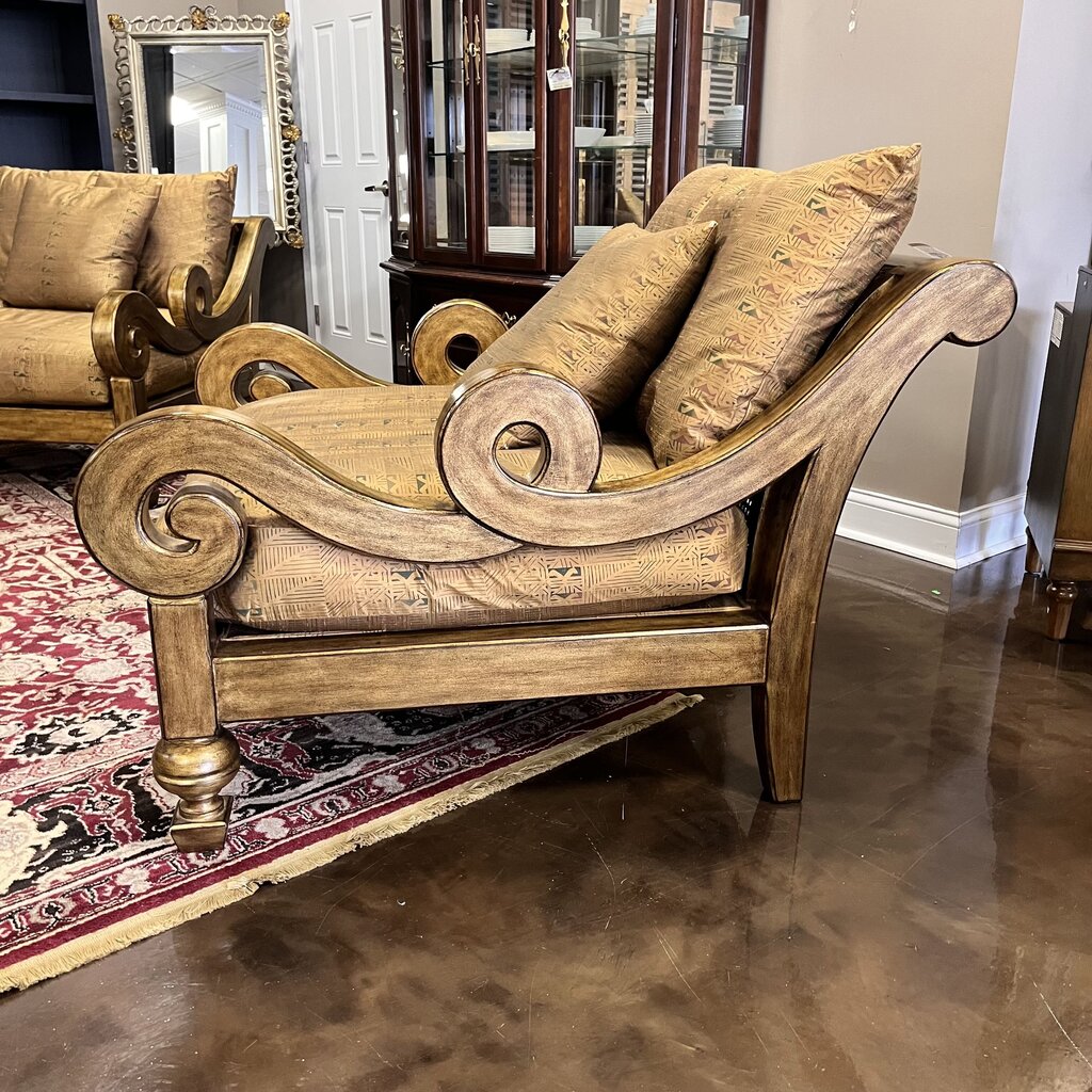 Orig Price $2500 - Metallic Chair & 1/2 w/ Accent Pillow