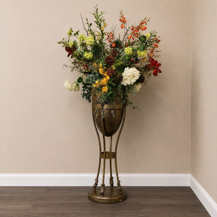 Floor Urn Vase with Florals