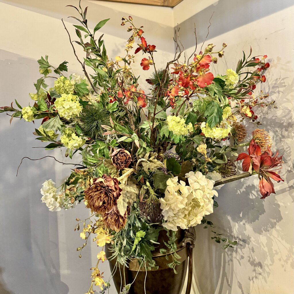 Floor Urn Vase with Florals