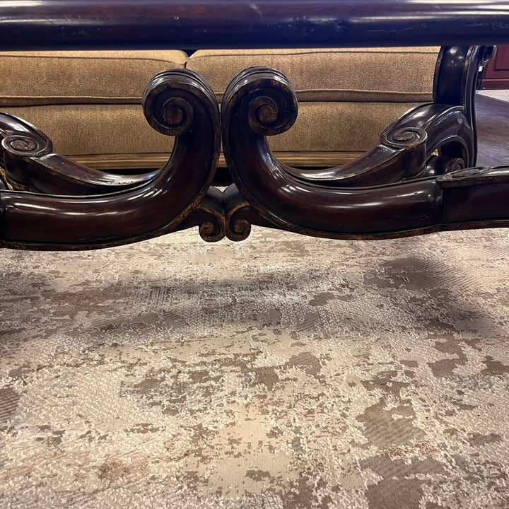 Large Wood Cocktail Table w/ Glass Insert