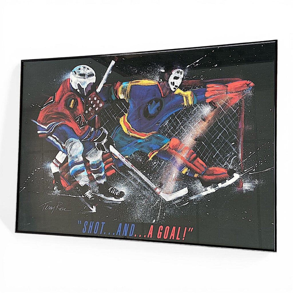 Signed Hockey Lithograph in Frame