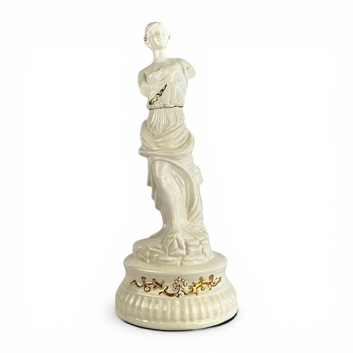 Ceramic Greek Goddess Statue w/ Gold Gilt