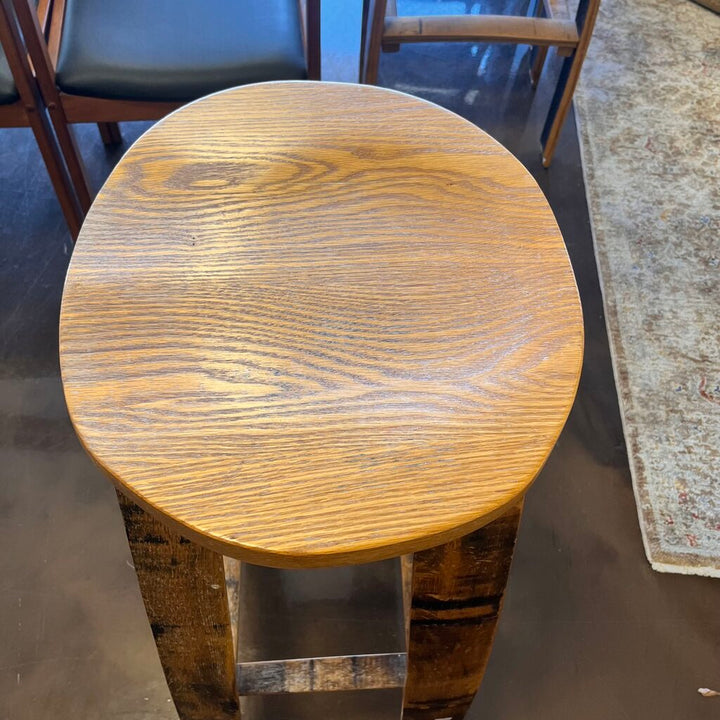 Orig Price $300 - Wood Stool w/ Whiskey Barrel Staves