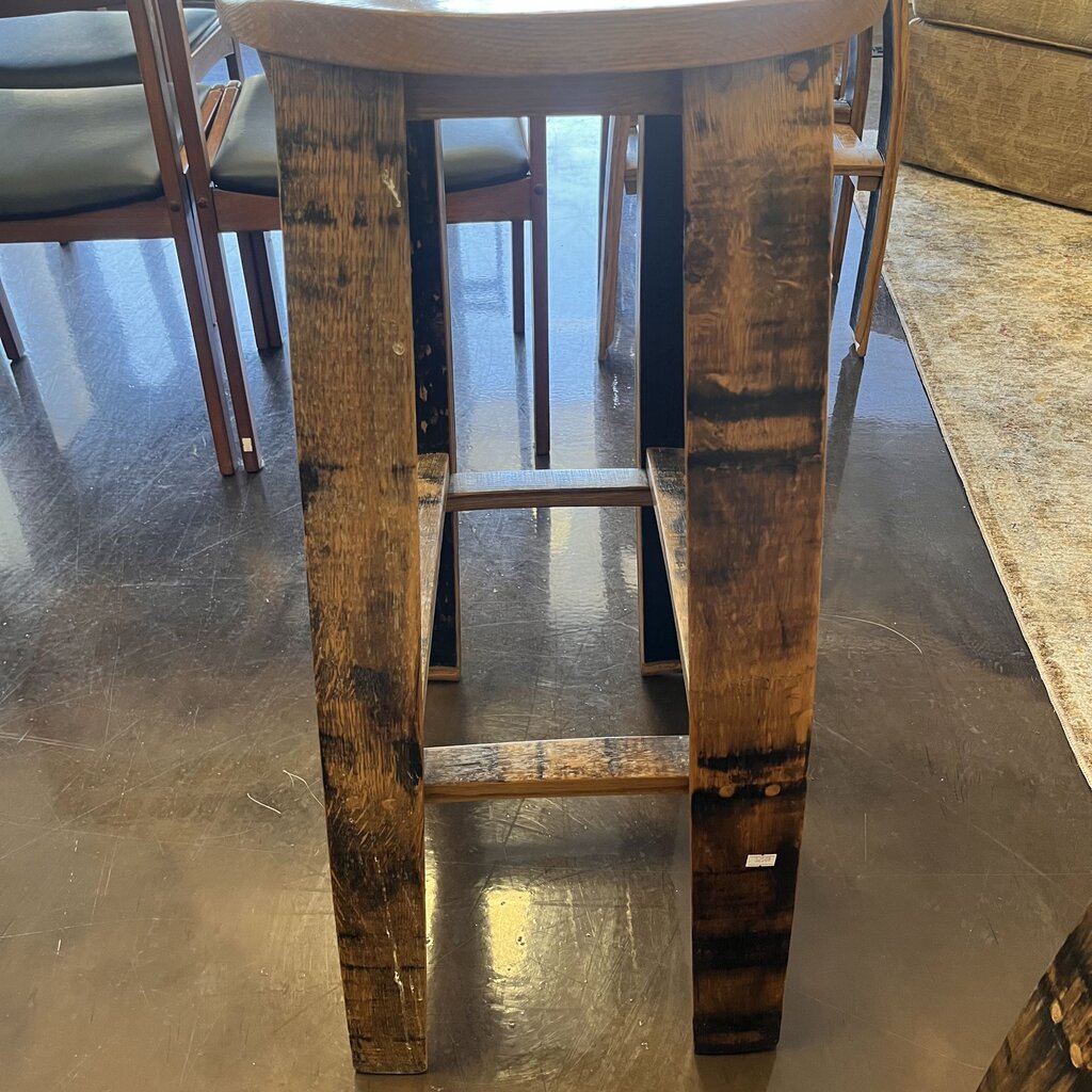 Orig Price $300 - Wood Stool w/ Whiskey Barrel Staves