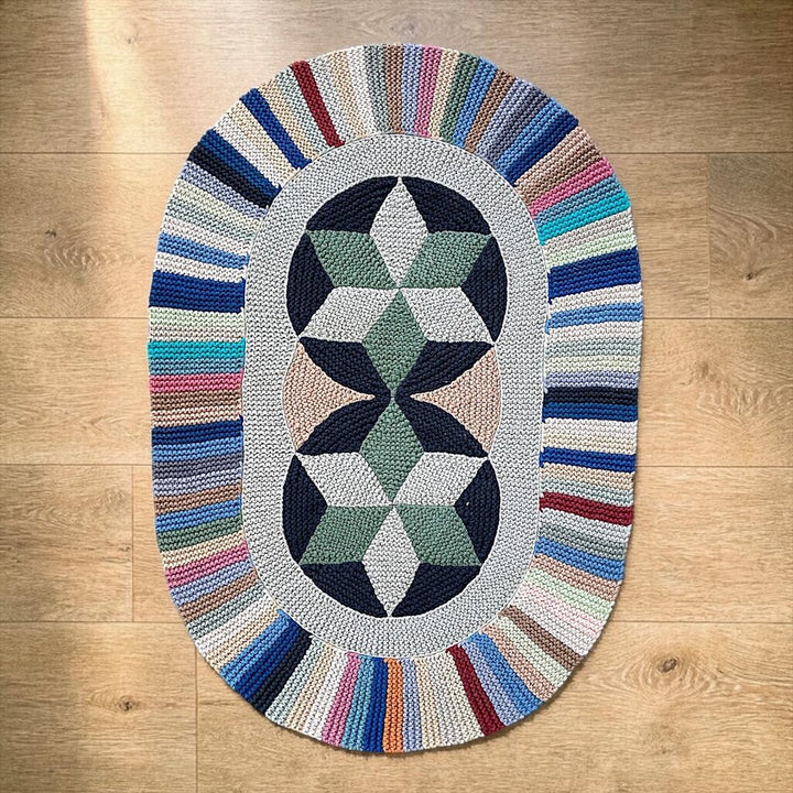 Orig. Price $795 - Oval "Snowscape" Cotton Rug