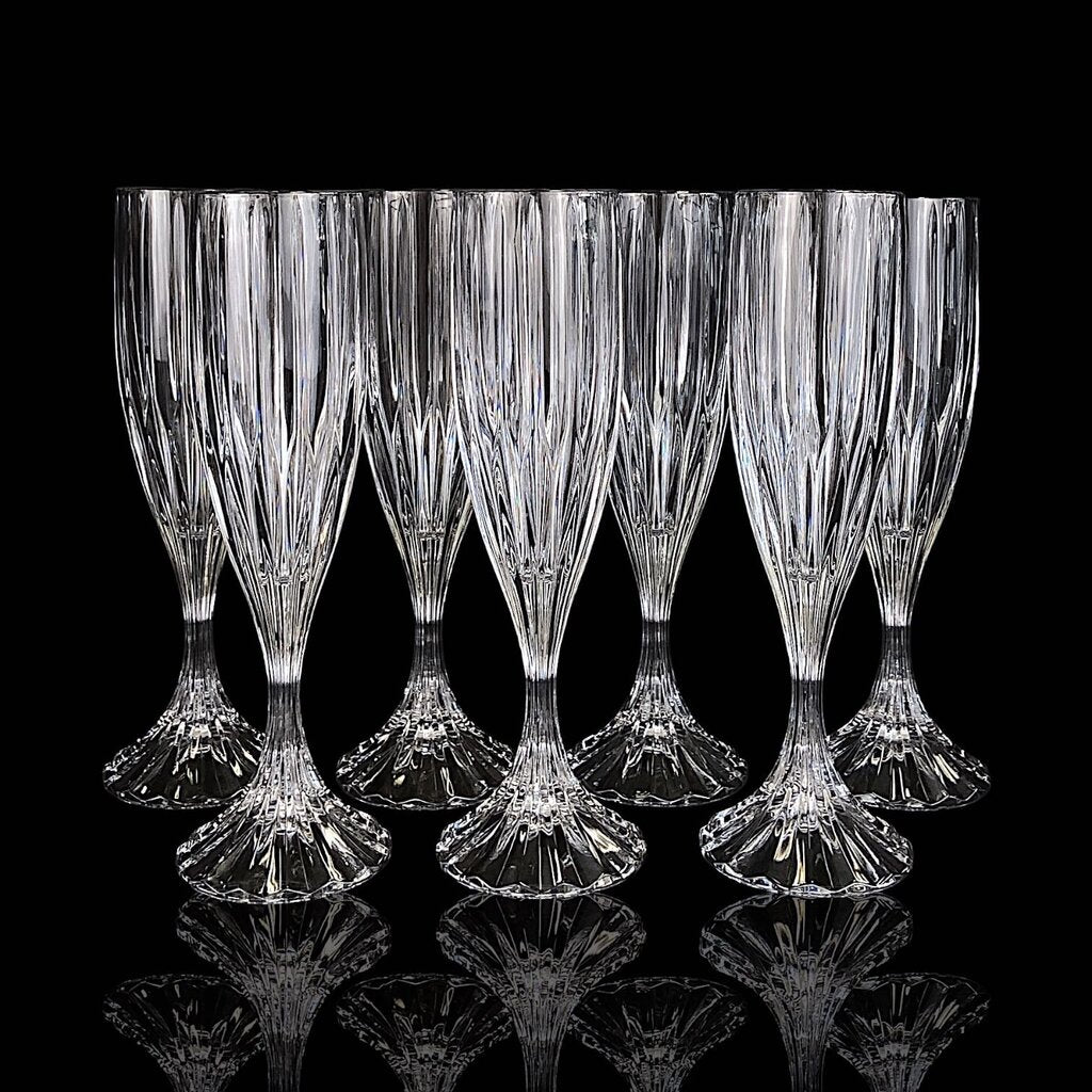 Set of 7 Crystal Champagne Flutes - Park Lane