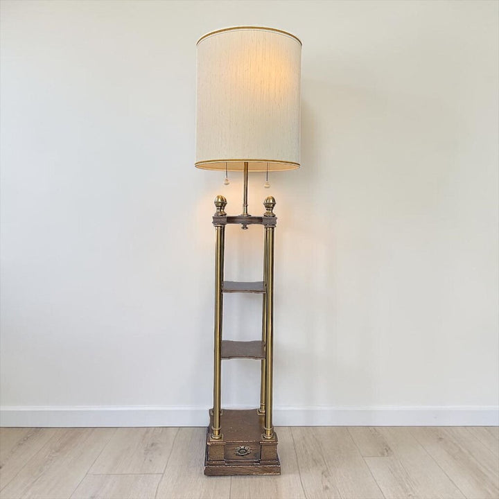 Brass Floor Lamp w/ Shelves
