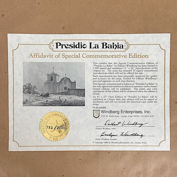 Framed "Presidio la Bahia" Commemorative LE 783/2000 Print
