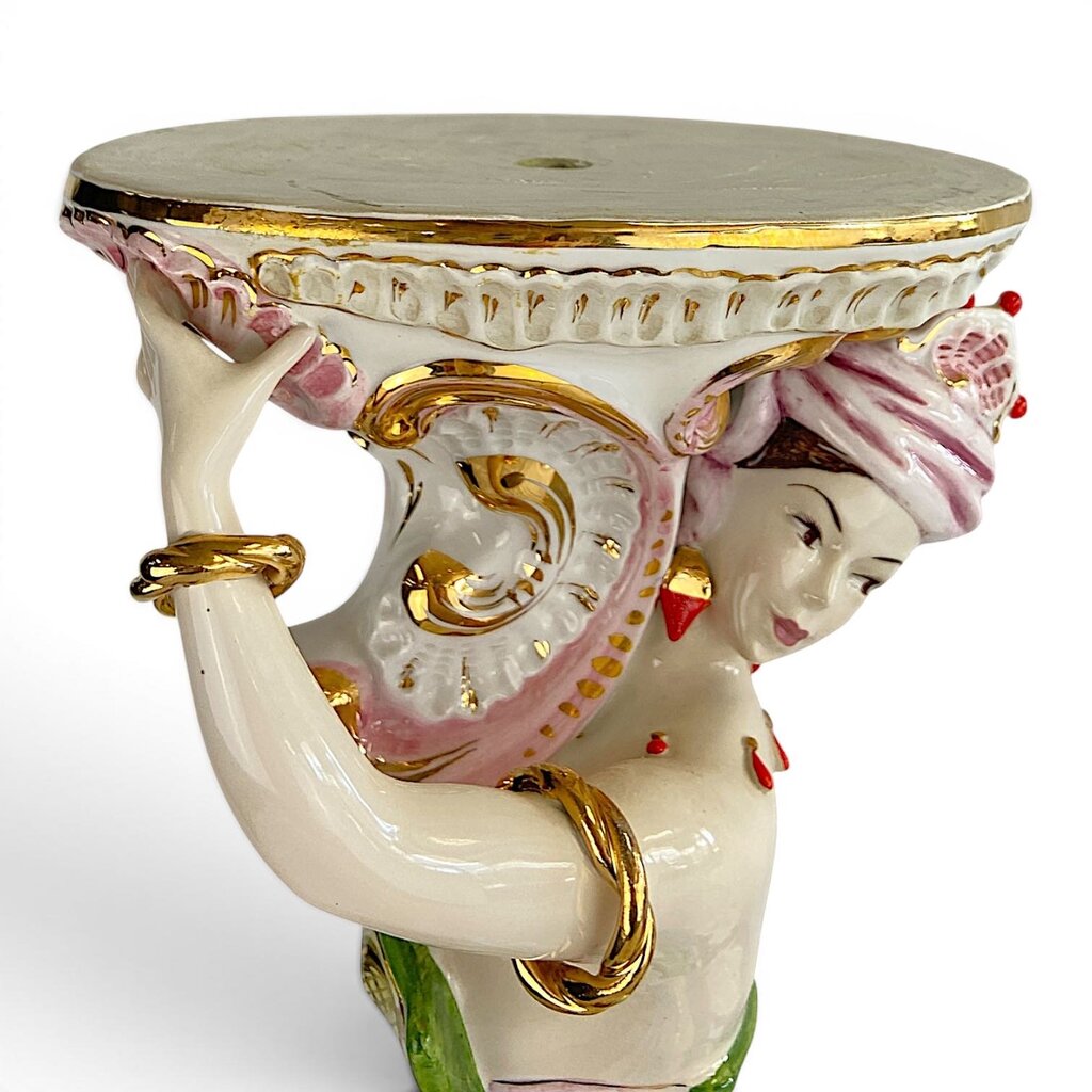 Vintage Capodimonte Centerpiece w/ Figural Pedestal - Made in Italy