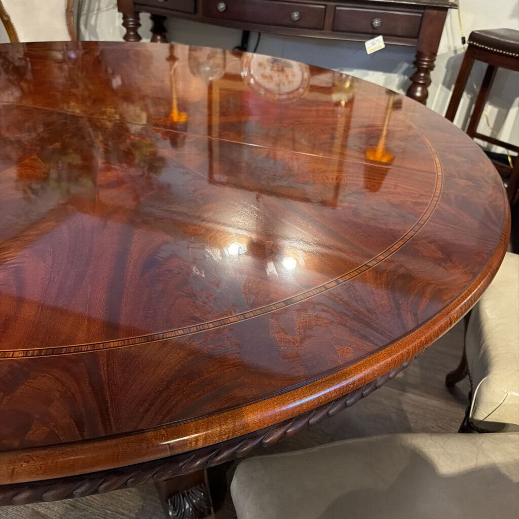 Orig Price $7500 - Round Pedestal Dining Table with Carved Edge