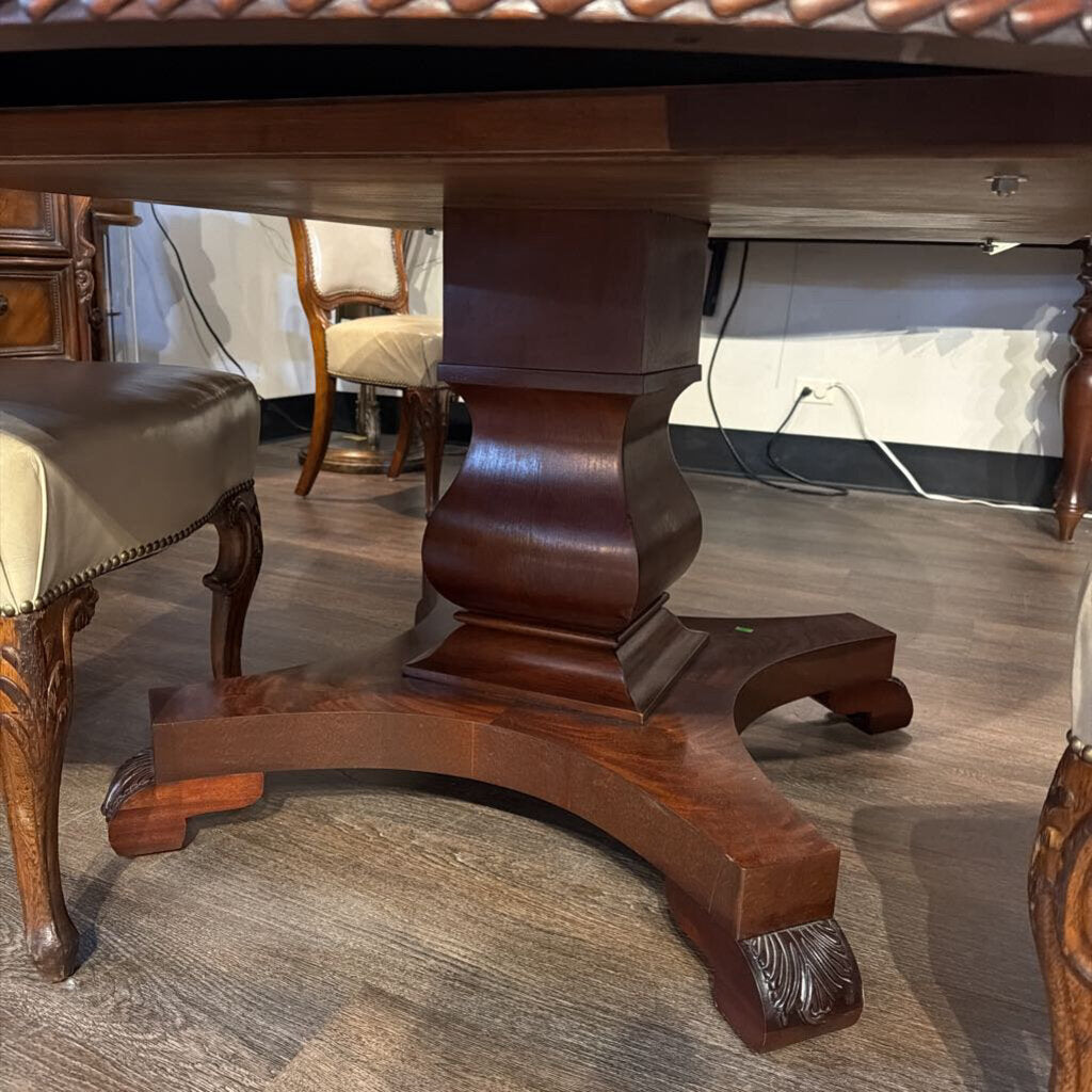 Orig Price $7500 - Round Pedestal Dining Table with Carved Edge