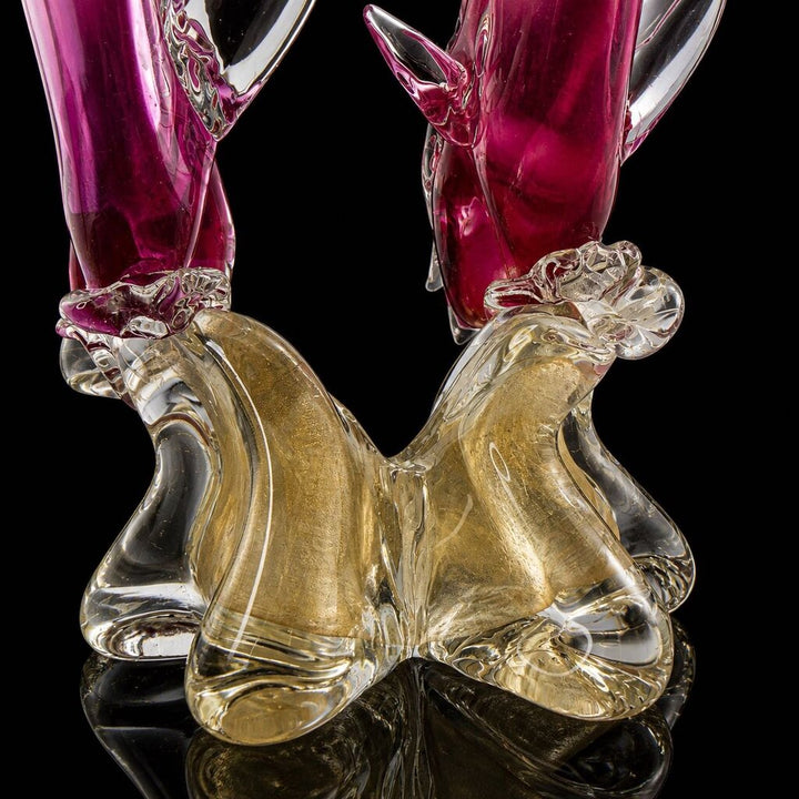 Art Glass Dual Fish on Wave