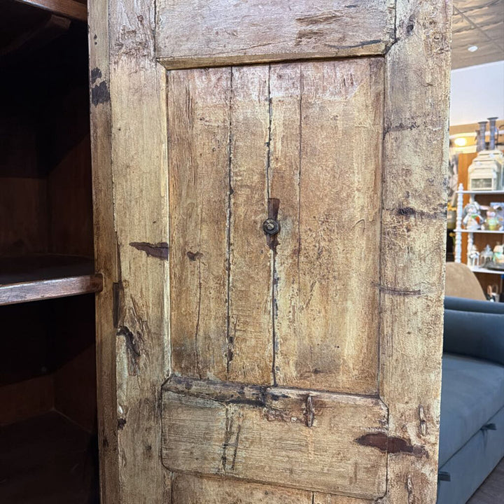 Rustic Cabinet with Carved Detail & Patina Finish