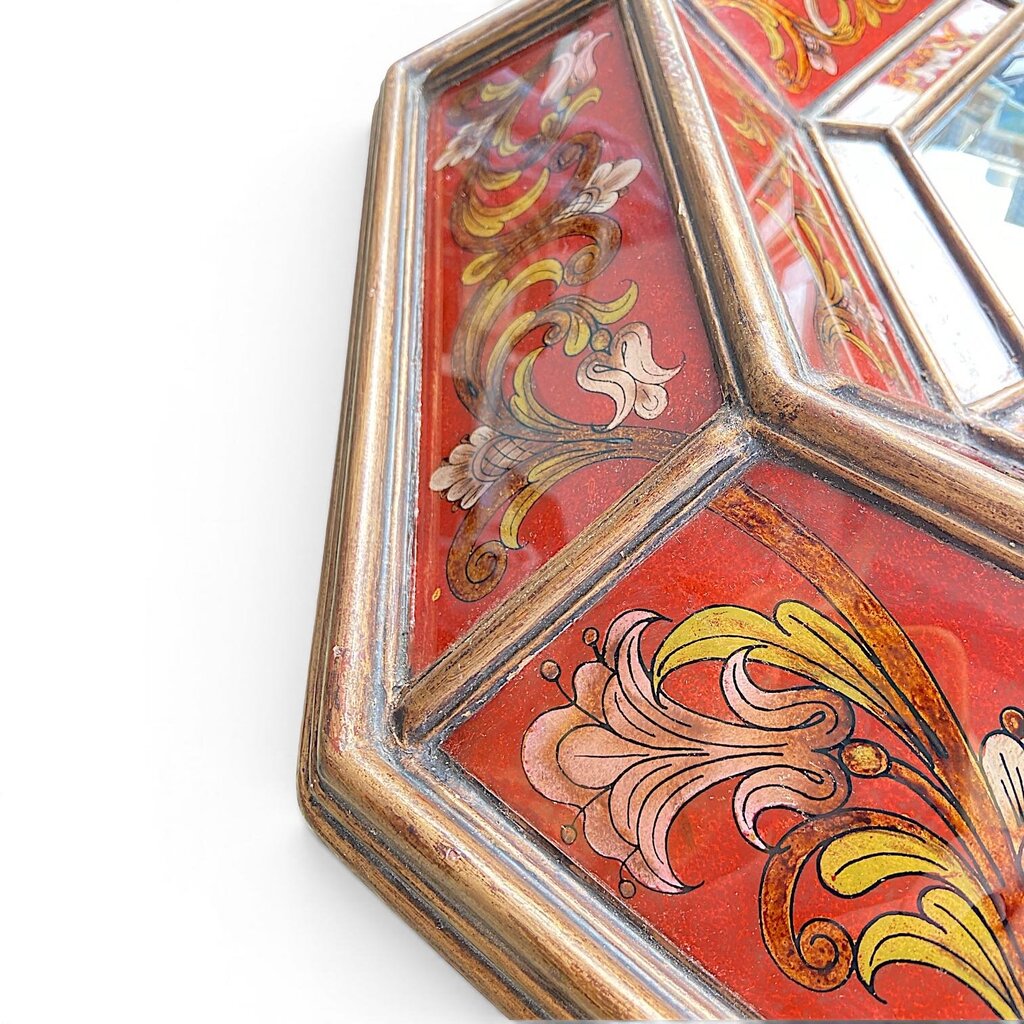 Peruvian Framed Mirror w/ Reverse Painted Glass