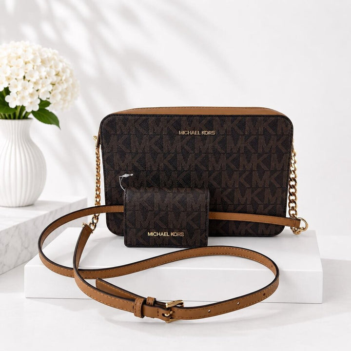Leather Shoulder Bag & Card Wallet