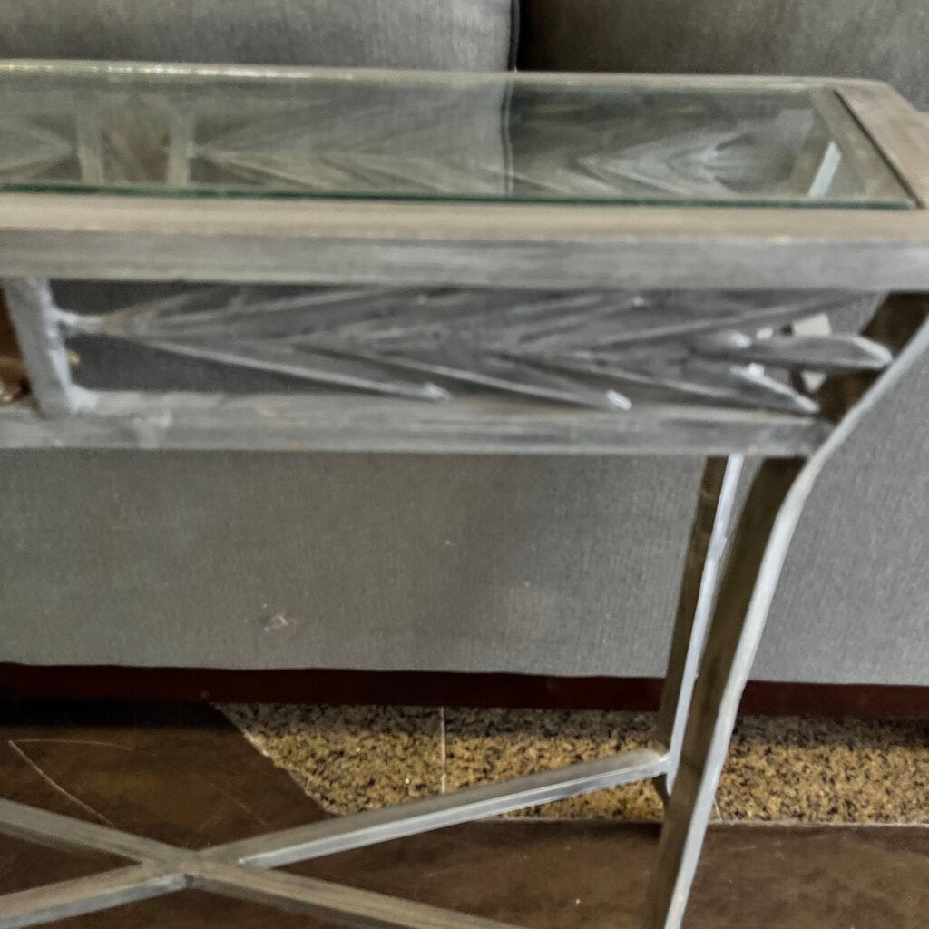 Orig Price $400 - Metal & Glass Sofa Table