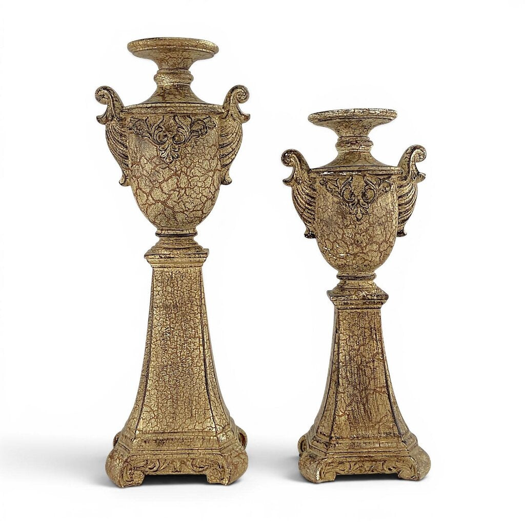 Pair of Urn-shaped Candleholder Pillars