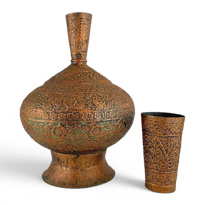Decorative Repoussé Copper Carafe