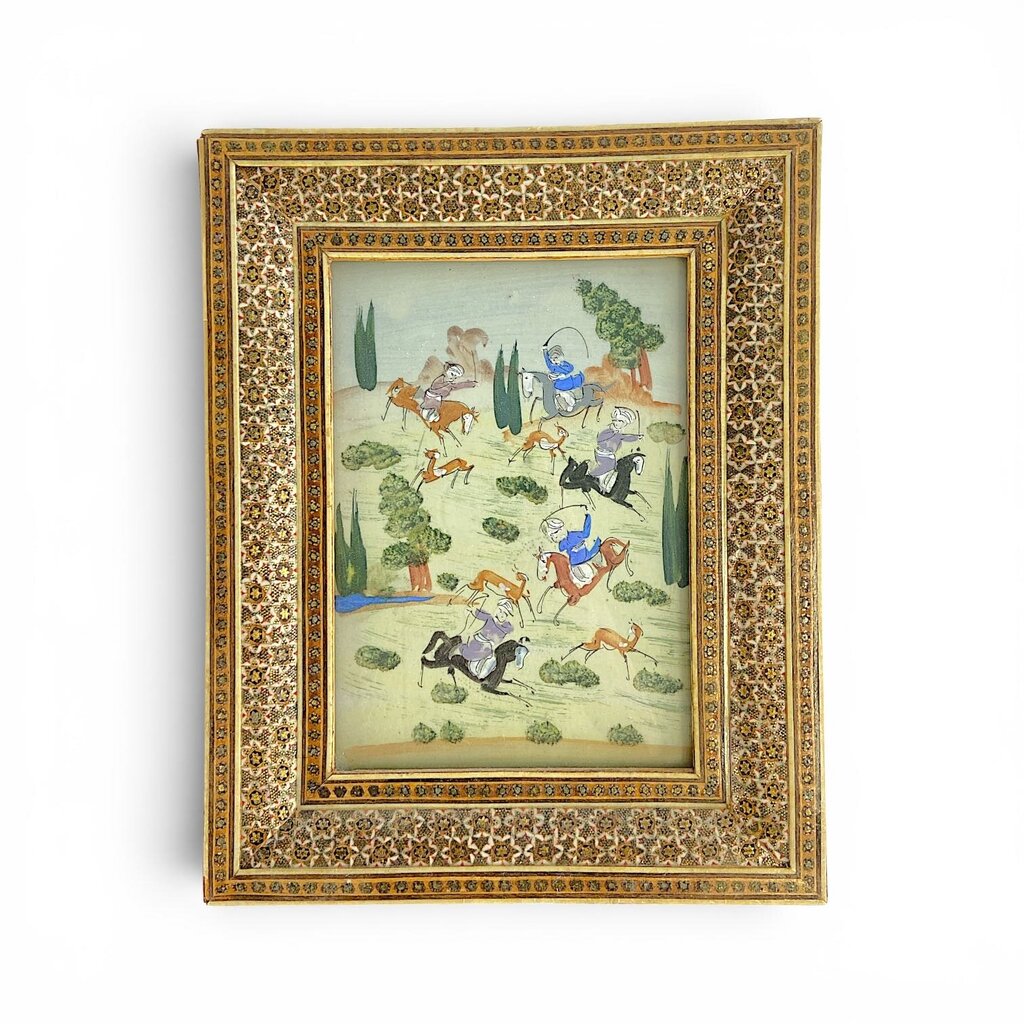 Khatam Kari Framed Hunting Scene Print