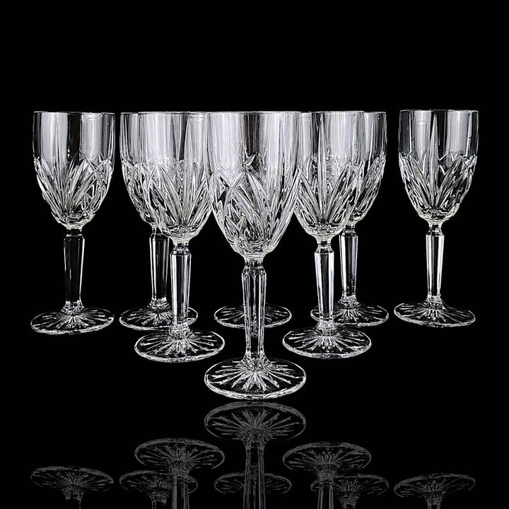 Set of 8 Cut Crystal Wine Goblets - Markham