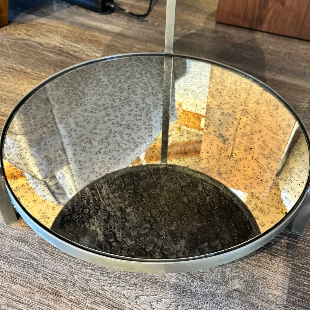 3 Tier Round Smoked Mirror End Table