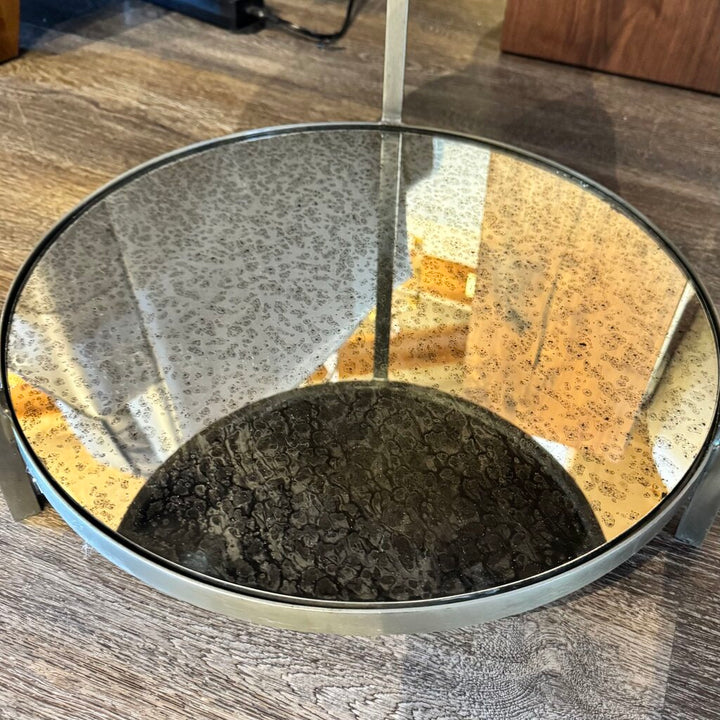 3 Tier Round Smoked Mirror End Table