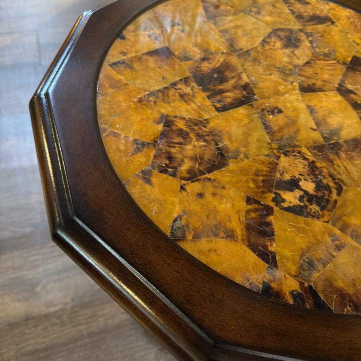 Marquetry Inlay Pedestal Accent Table