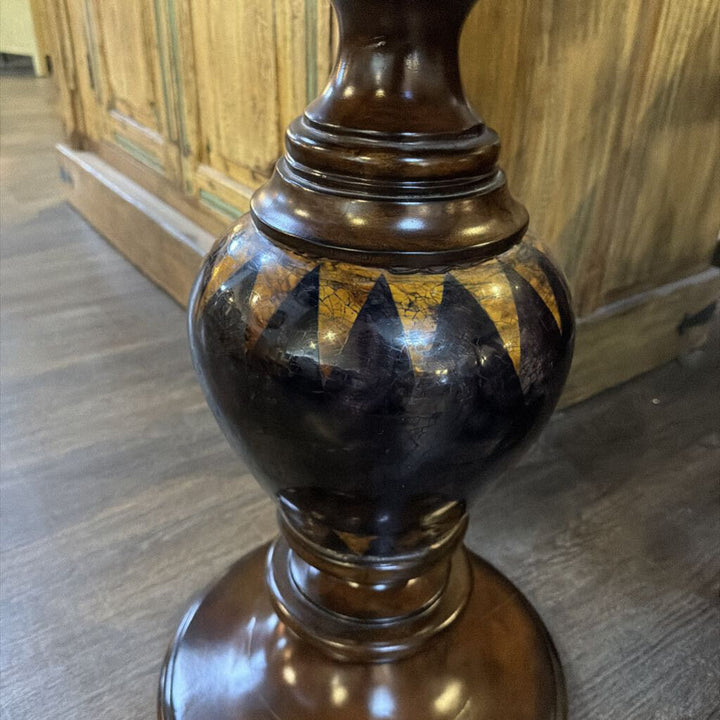 Marquetry Inlay Pedestal Accent Table