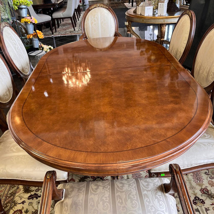Orig Price $12000 - Dining Table w/ 8 Chairs, 3 Leaves, & Pads