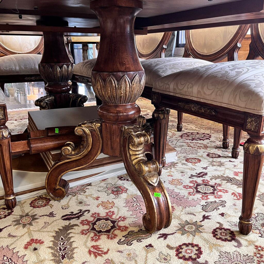 Orig Price $12000 - Dining Table w/ 8 Chairs, 3 Leaves, & Pads