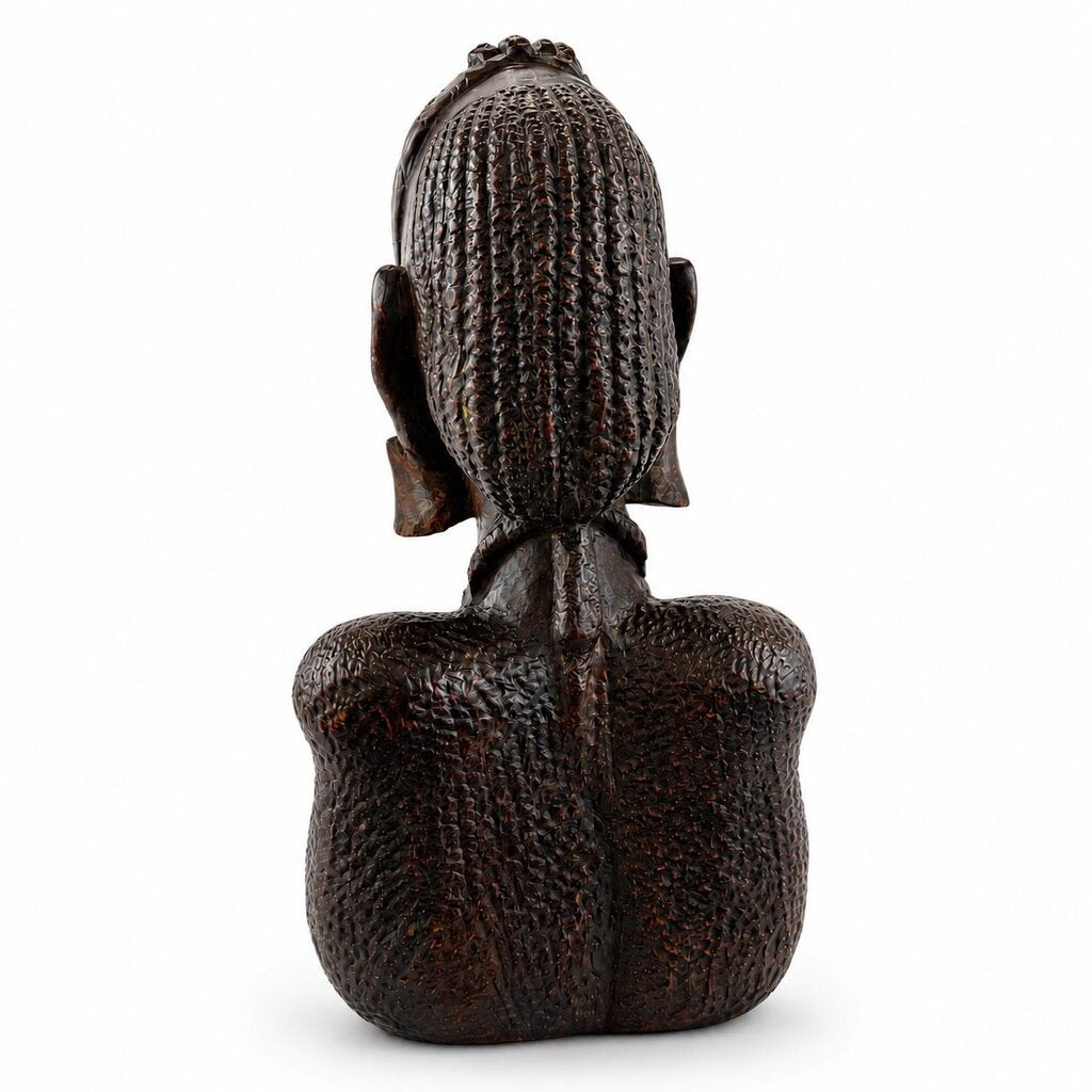 Wooden Carved Tribal Woman Bust