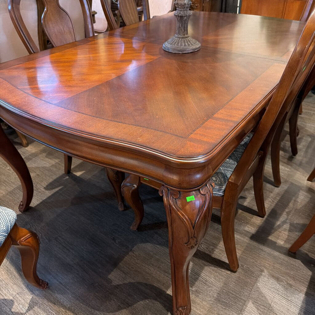 Orig Price $4500 - Heirloom Dining Table with 6 Chairs, 2 Leaves