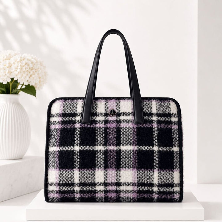 New York Wool Plaid Tote Bag
