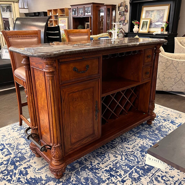 Orig Price $3000 - Bar w/ Marble Top and 2 Stools