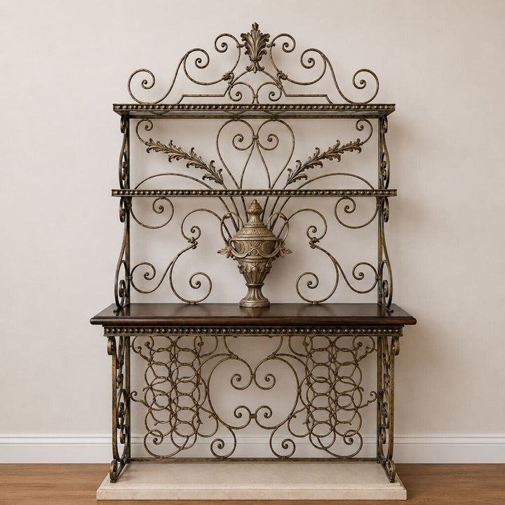 Orig. Price $1895 - Ornate Bakers Rack with Wine Storage