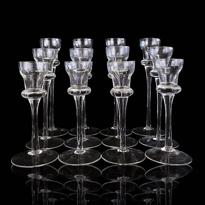 Set of 12 Blown Glass Candlestick Holders