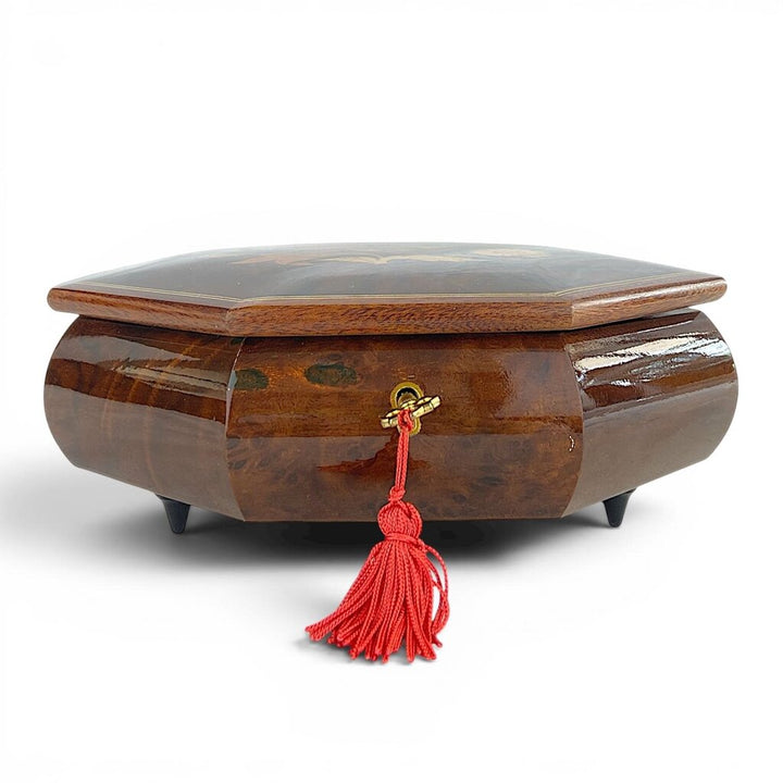Italian Wood Inlaid Musical Jewelry Box w/ Velvet Lining - Isle of Capri - Working Condition