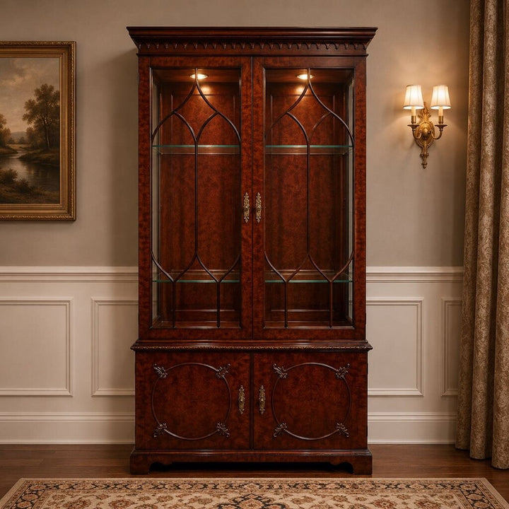 Orig. Price $6000 - Claridge Crotch Mahogany Curio