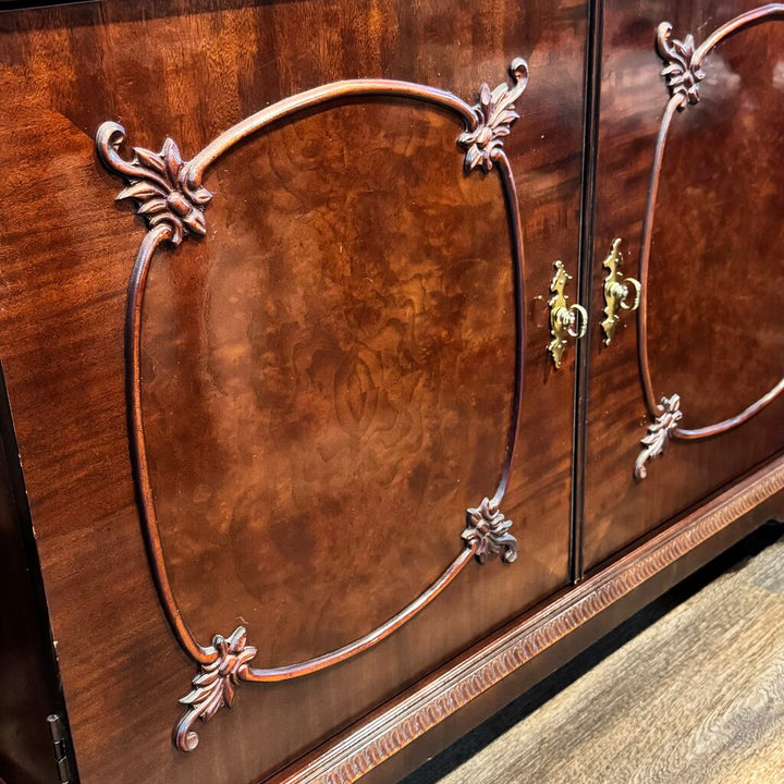 Orig. Price $6000 - Claridge Crotch Mahogany Curio