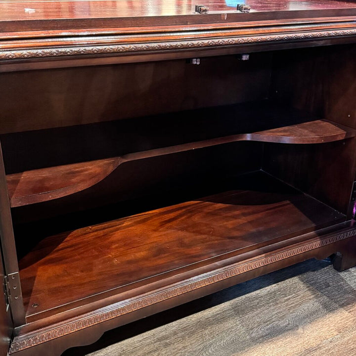 Orig. Price $6000 - Claridge Crotch Mahogany Curio