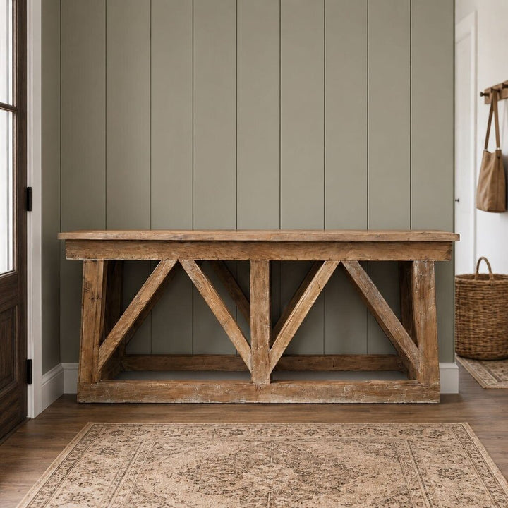 Orig. Price $1274 - Rustic Trestle Console Table